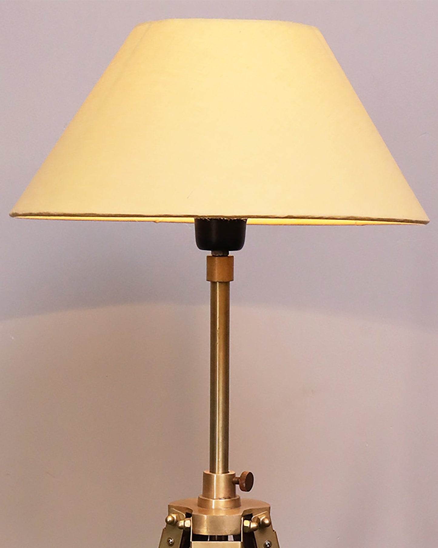 Tripod Floor Lamp with Shade Wooden, Brass Finish Industrial Nautical Marine Decorative Lamp