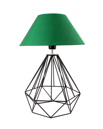 Modern Farmhouse Metal Diamond Desk Table Lamp with Light Bulb Decorative Bed Table Side Matt Black Light