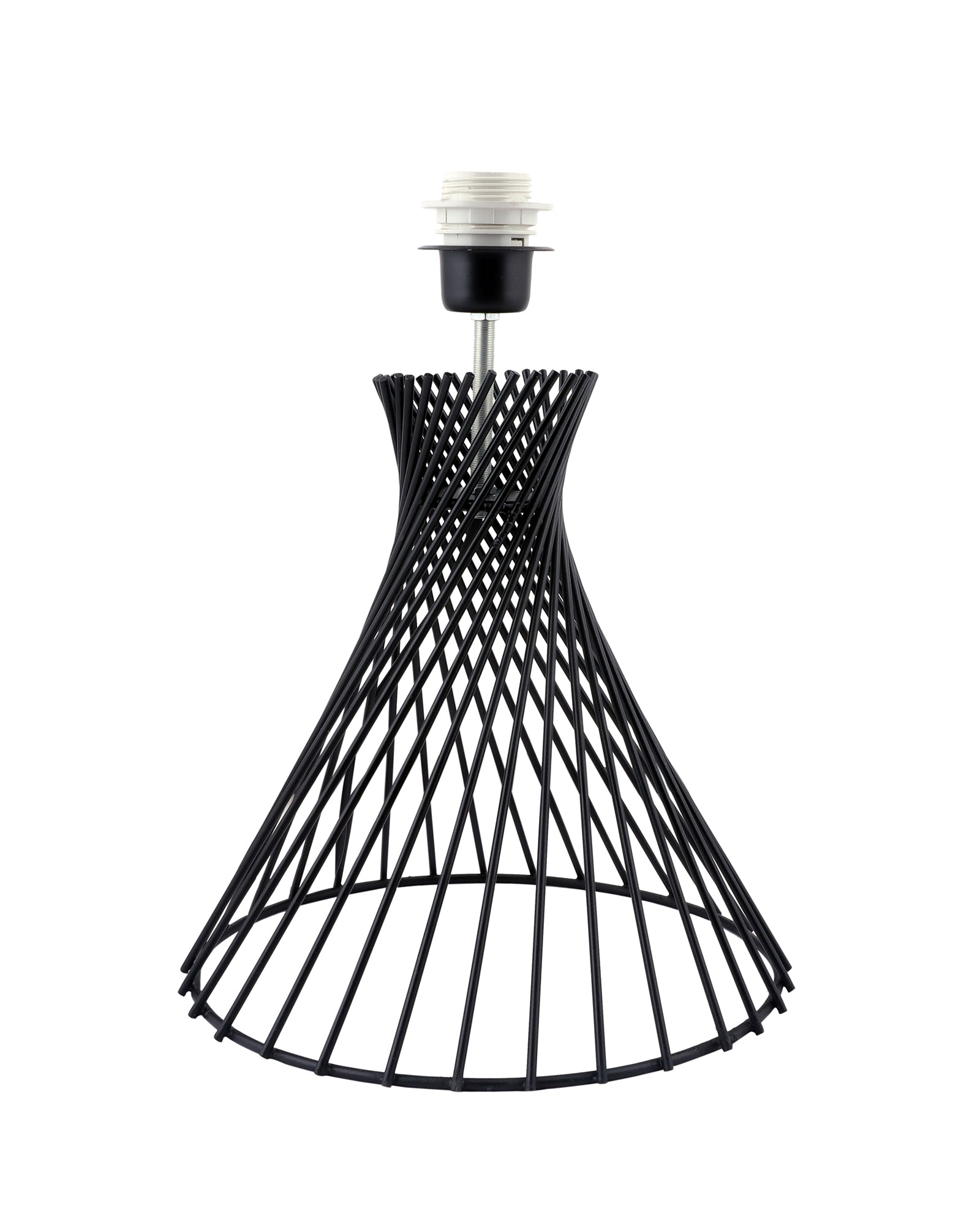 Modern Table Lamps, Spiral Metal Wire Black Base with Fabric Lampshade for Home Office Cafe Restaurant