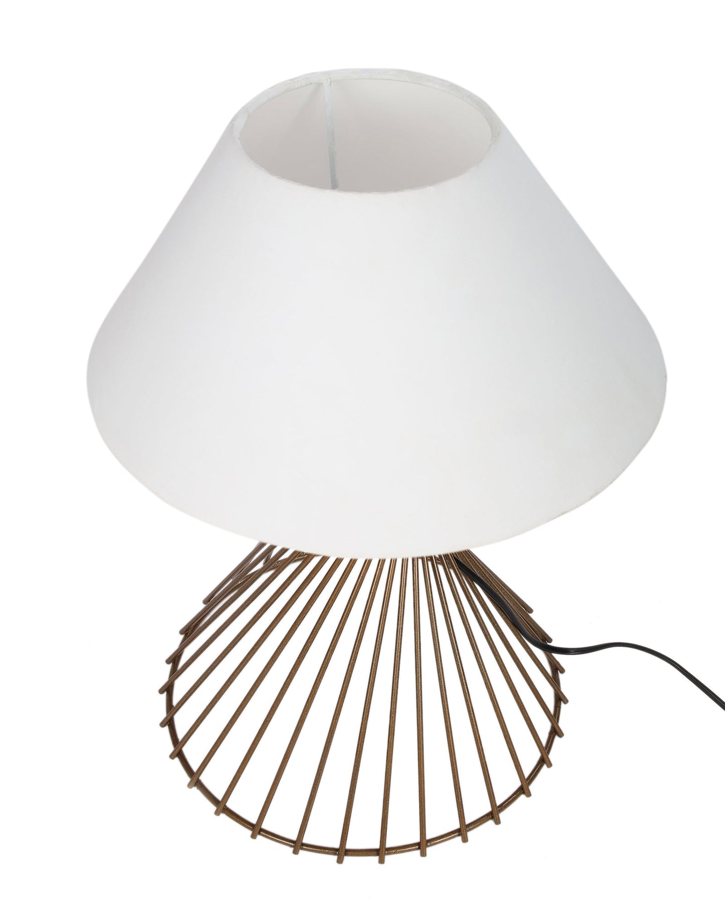 Modern Table Lamps, Spiral Metal Wire Golden Base with Fabric Lampshade for Home Office Cafe Restaurant