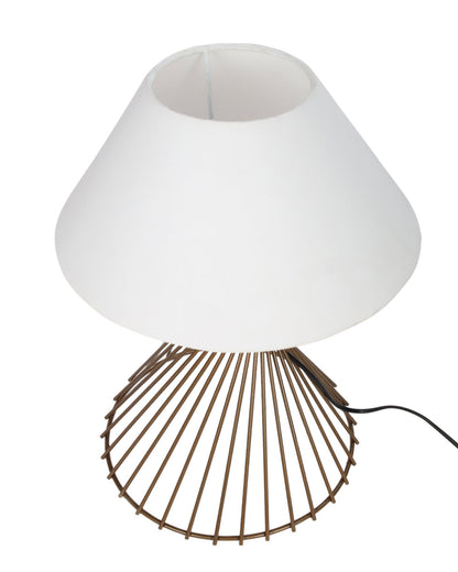 Modern Table Lamps, Spiral Metal Wire Golden Base with Fabric Lampshade for Home Office Cafe Restaurant