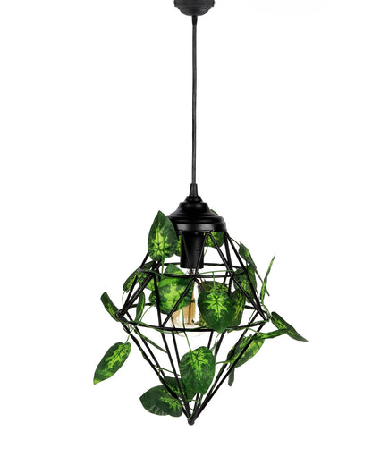 Hanging Pendant Plant Light Fixtures Creative Home Decor Living Room Dining, Ceiling light with leafy vine and filament bulb, Full Diamond