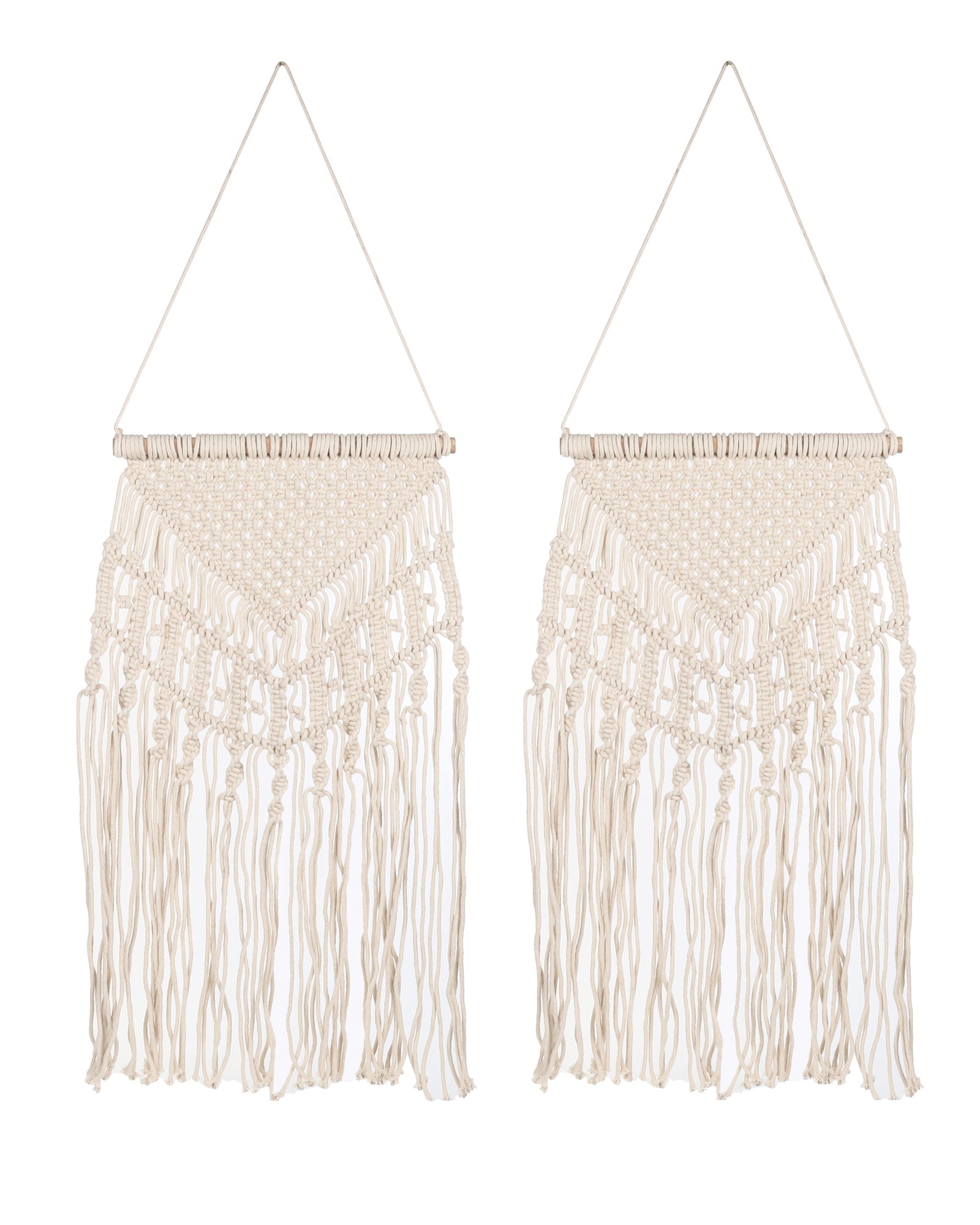 Macrame Wall Hanging Tapestry Tassel Home Decor Bohemian Handmade Chic Cotton Rope,Living Room, Balcony, Office, Housewarming, Garden, Set of 2