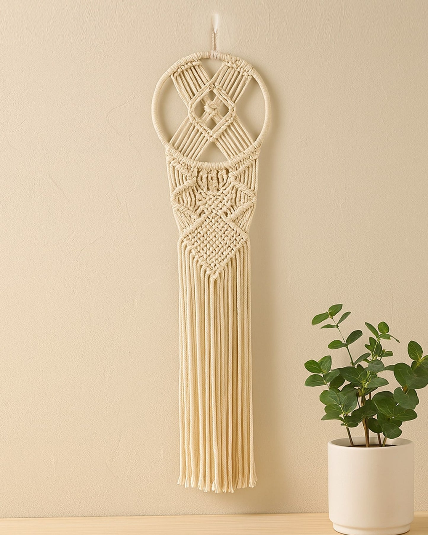 Macrame Wall Hanging Dream Catcher, Large Handmade Crochet Decor for Bedroom, Home Decor for Apartment Living Room Bedroom Baby Nursery Dorm set of 1