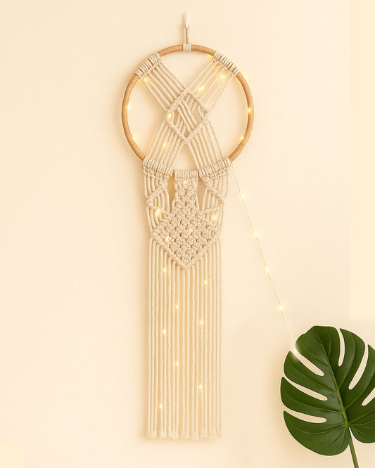 Macrame Wall Hanging Dream Catcher, Large Handmade Crochet Decor for Bedroom, Home Decor for Apartment Living Room Bedroom Baby Nursery Dorm set of 1