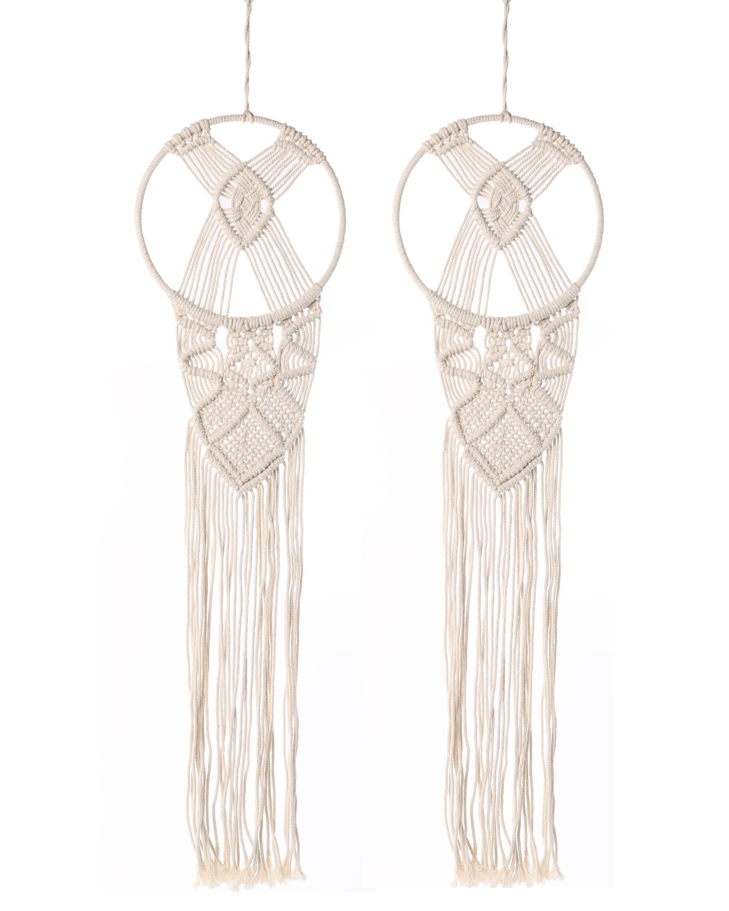Macrame Wall Hanging Dream Catcher, Large Handmade Crochet Decor for Bedroom, Home Decor for Apartment Living Room Bedroom Baby Nursery Dorm set of 2