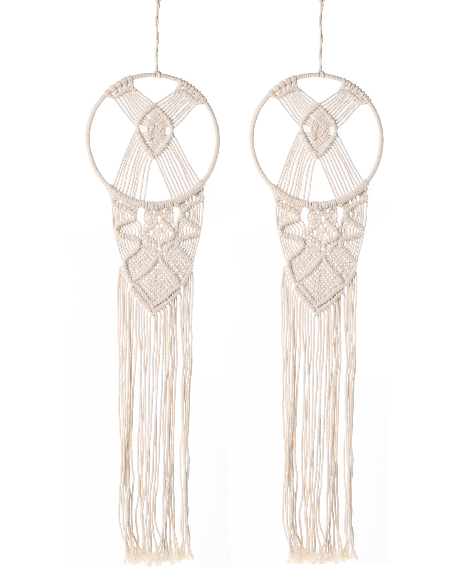 Macrame Wall Hanging Dream Catcher, Large Handmade Crochet Decor for Bedroom, Home Decor for Apartment Living Room Bedroom Baby Nursery Dorm set of 2