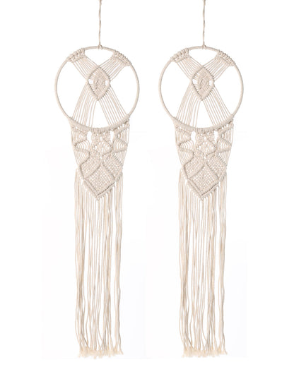 Macrame Wall Hanging Dream Catcher, Large Handmade Crochet Decor for Bedroom, Home Decor for Apartment Living Room Bedroom Baby Nursery Dorm set of 2