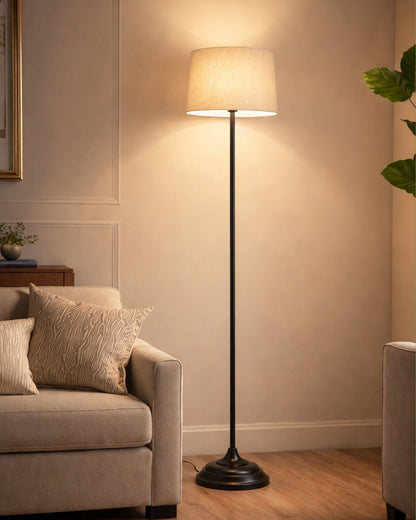 Contemporary Metal Floor Lamp,Contemporary Minimalist Standing Floor Light with Iron Legs,E27 Lamp Base,Modern Design Standing Light for Living Room,Study Room and Bedroom, Straight