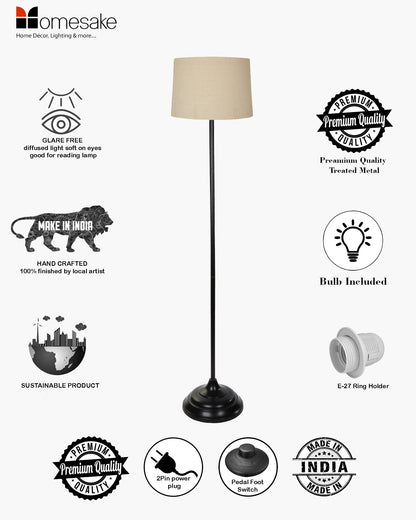 Contemporary Metal Floor Lamp,Contemporary Minimalist Standing Floor Light with Iron Legs,E27 Lamp Base,Modern Design Standing Light for Living Room,Study Room and Bedroom, Straight