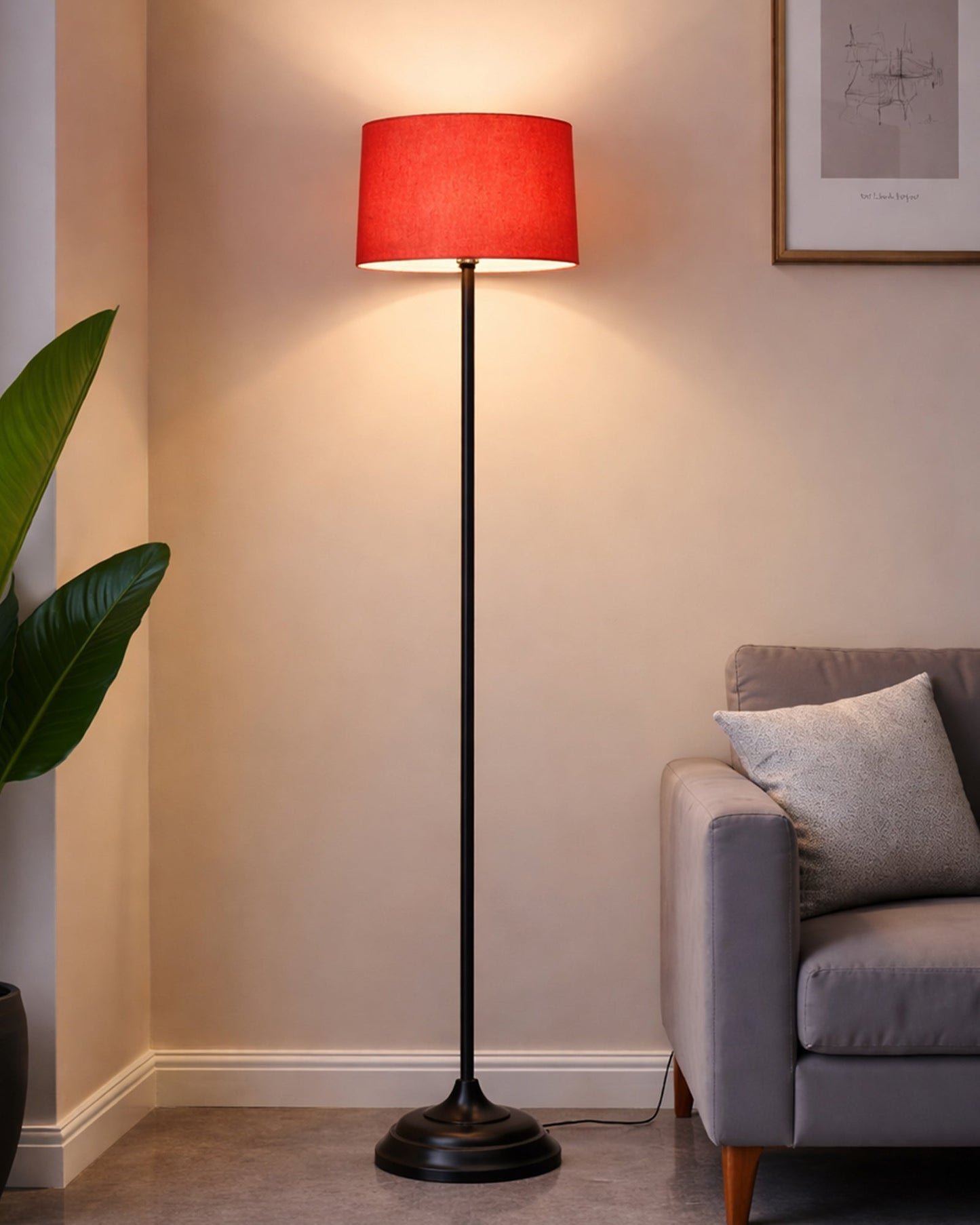 Contemporary Metal Floor Lamp,Contemporary Minimalist Standing Floor Light with Iron Legs,E27 Lamp Base,Modern Design Standing Light for Living Room,Study Room and Bedroom, Straight