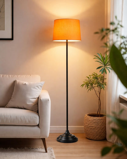 Contemporary Metal Floor Lamp,Contemporary Minimalist Standing Floor Light with Iron Legs,E27 Lamp Base,Modern Design Standing Light for Living Room,Study Room and Bedroom, Straight