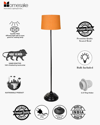 Contemporary Metal Floor Lamp,Contemporary Minimalist Standing Floor Light with Iron Legs,E27 Lamp Base,Modern Design Standing Light for Living Room,Study Room and Bedroom, Straight