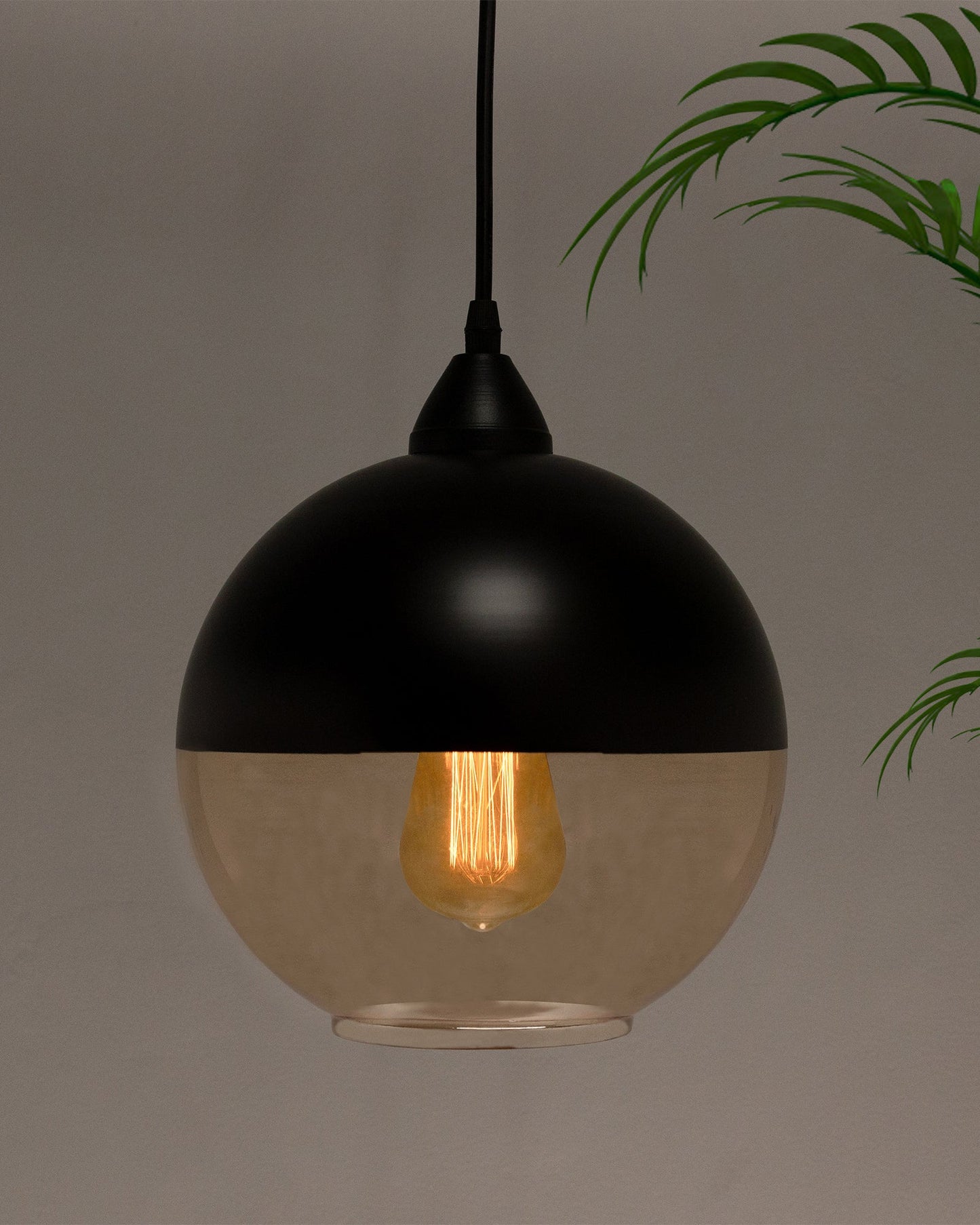 Sphere Glass Pendant Light Black Loft Bar Counter Dining Room Creative LED/Filament Ceiling Hanging Lamp, E27, Sphere, Black