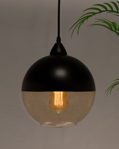 Sphere Glass Pendant Light Black Loft Bar Counter Dining Room Creative LED/Filament Ceiling Hanging Lamp, E27, Sphere, Black