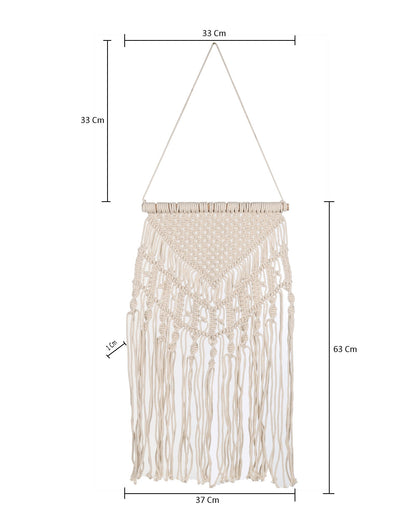 Macrame Wall Hanging Tapestry Tassel Home Decor Bohemian Handmade Chic Cotton Rope,Living Room, Balcony, Office, Housewarming, Garden, Single with String Light