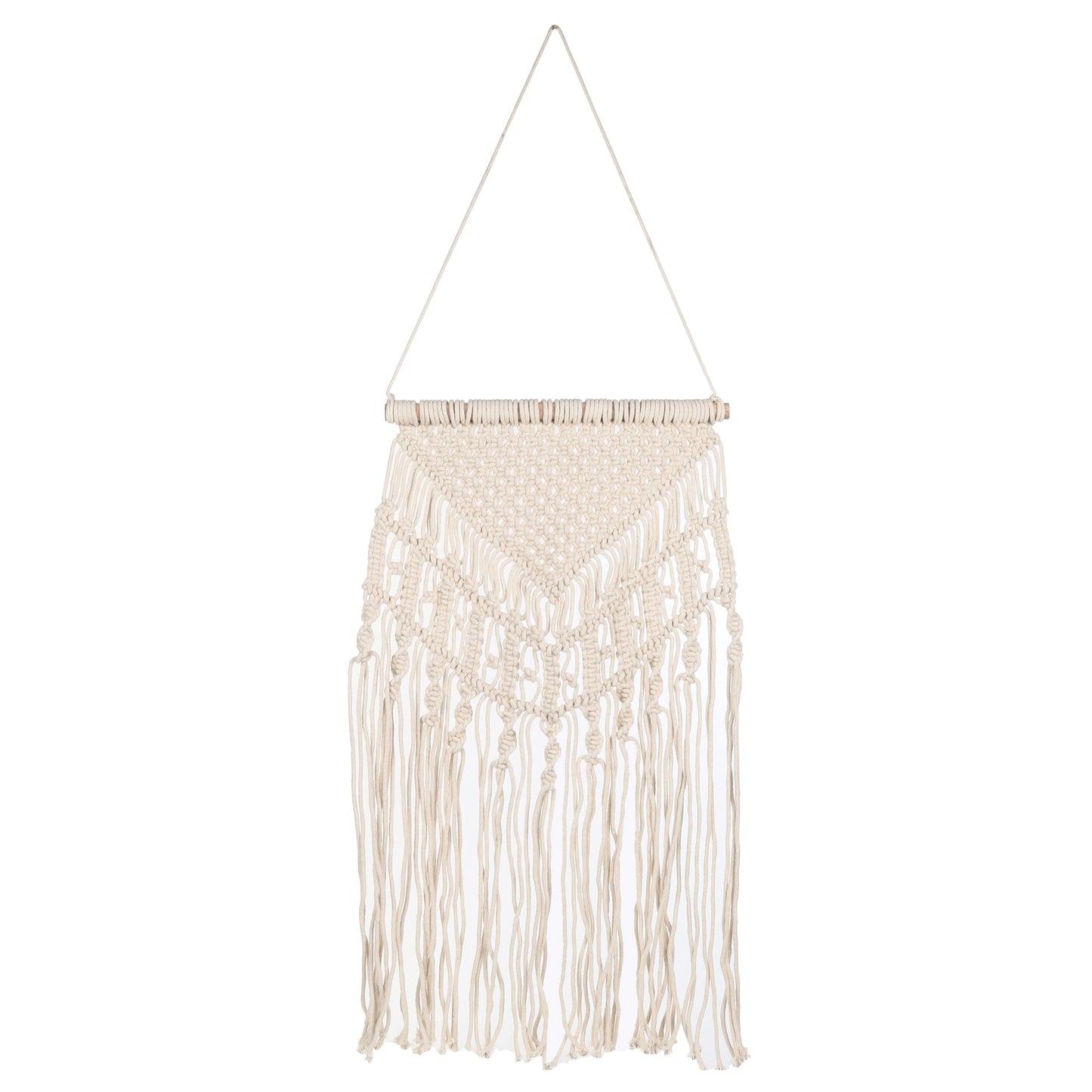 Macrame Wall Hanging Tapestry Tassel Home Decor Bohemian Handmade Chic Cotton Rope,Living Room, Balcony, Office, Housewarming, Garden, Single with String Light