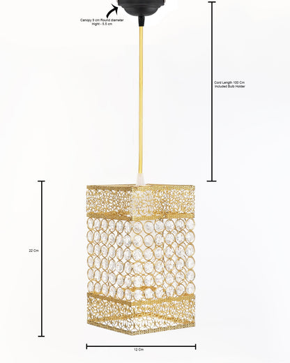 Hanging golden crystal pendant light, Classic Floral Adjustable Pendant Light Fixture for Kitchen Dinning Room Bedroom, Leafy Rectangle