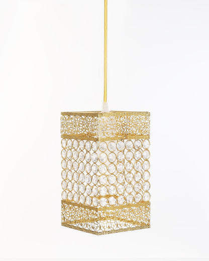 Hanging golden crystal pendant light, Classic Floral Adjustable Pendant Light Fixture for Kitchen Dinning Room Bedroom, Leafy Rectangle