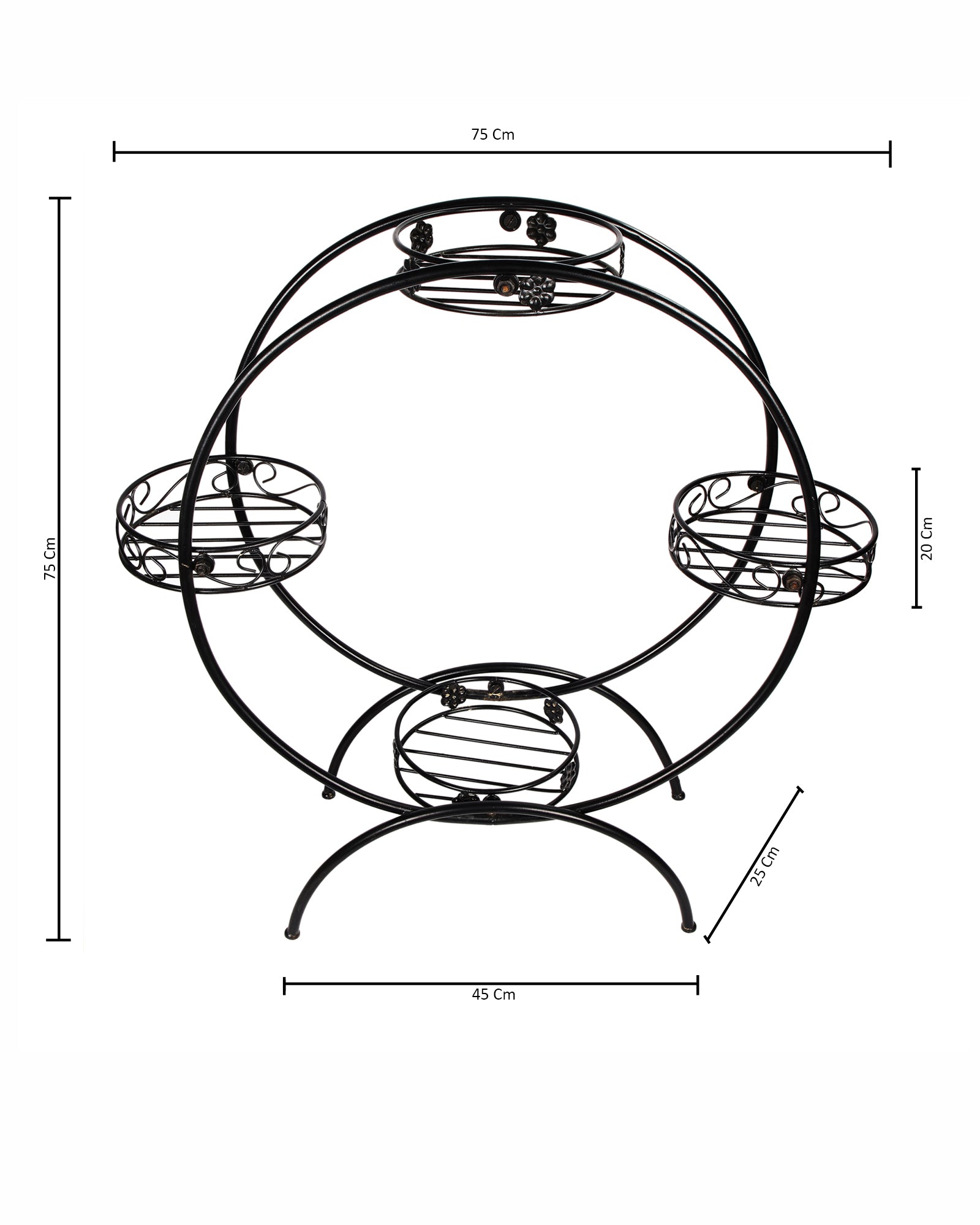 Plant Stand Metal Flower Holder Racks with 4 Tier Garden Decoration Planter Rack Shelf Organizer for Indoor Outdoor, Garden Balcony Living Room Office,Round, Black