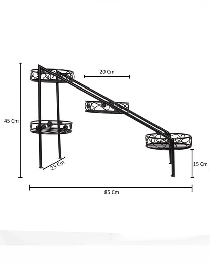 Plant Stand Metal Flower Holder Racks with 4 Tier Garden Decoration Planter Rack Shelf Organizer for Indoor Outdoor, Garden Balcony Living Room Office,Ladder, Black