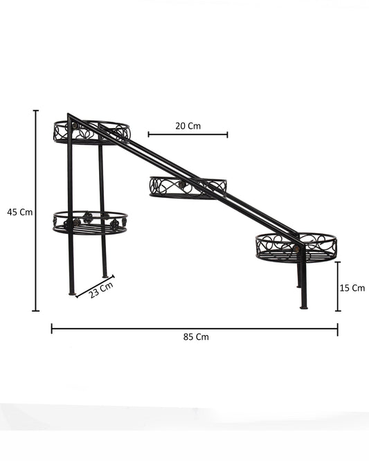 Plant Stand Metal Flower Holder Racks with 4 Tier Garden Decoration Planter Rack Shelf Organizer for Indoor Outdoor, Garden Balcony Living Room Office,Ladder, Black