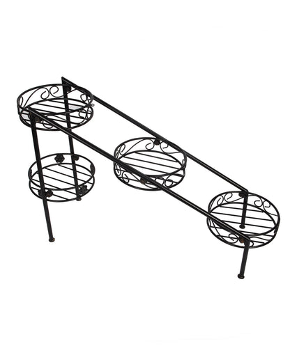 Plant Stand Metal Flower Holder Racks with 4 Tier Garden Decoration Planter Rack Shelf Organizer for Indoor Outdoor, Garden Balcony Living Room Office,Ladder, Black