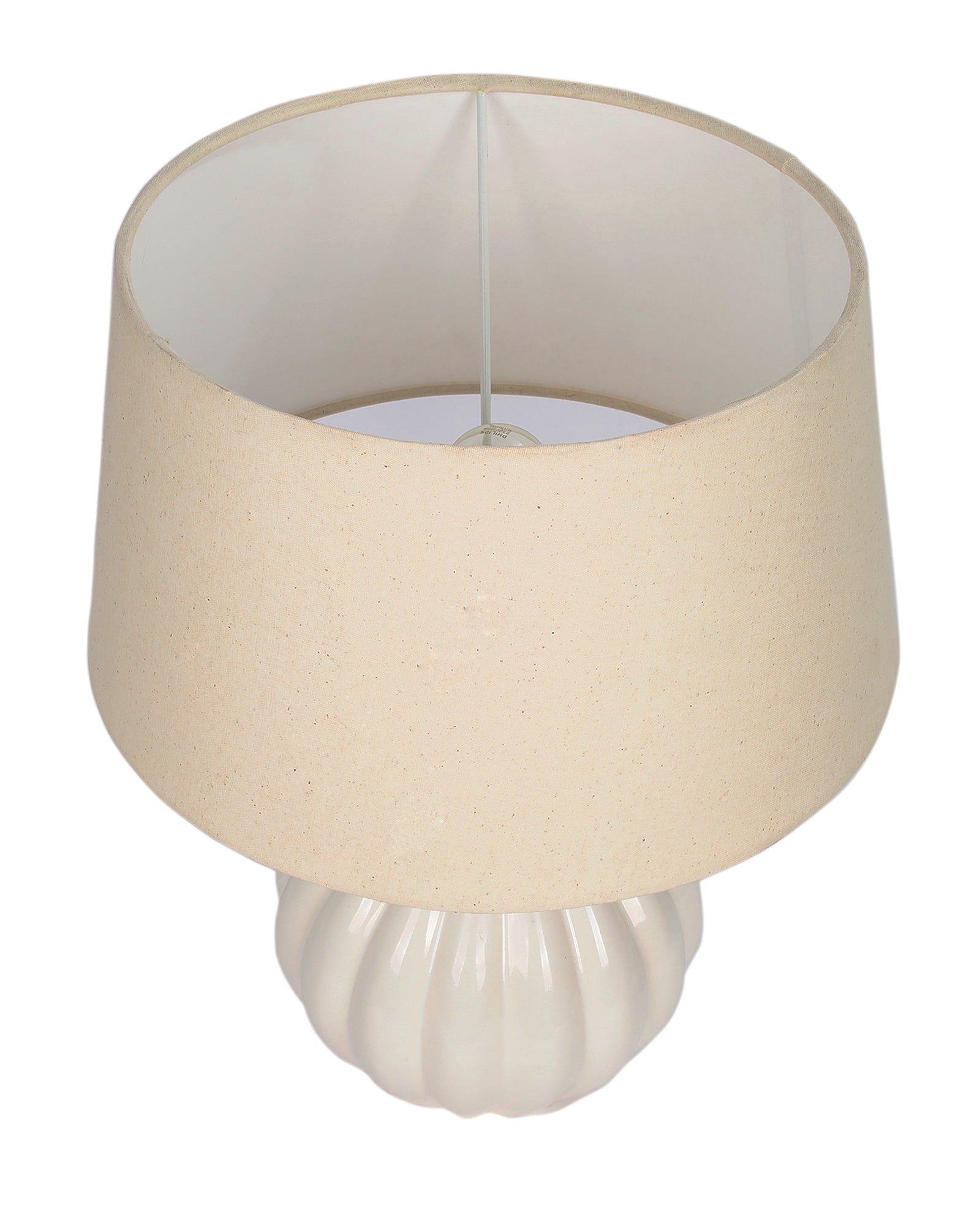 Home Traditional Ribbed Strip Pattern Ceramic Table Lamp For Living Room Table Desk Lamp With Shade