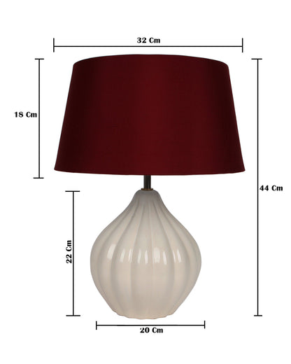 Home Traditional Ribbed Strip Pattern Ceramic Table Lamp For Living Room Table Desk Lamp With Shade