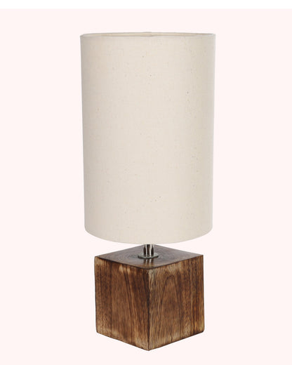 Modern Zen Wooden Lampshade Nightstand Lamps, Antique Base E27 Creative Reading Bedside Lamps Ideal for Bedroom, Cube