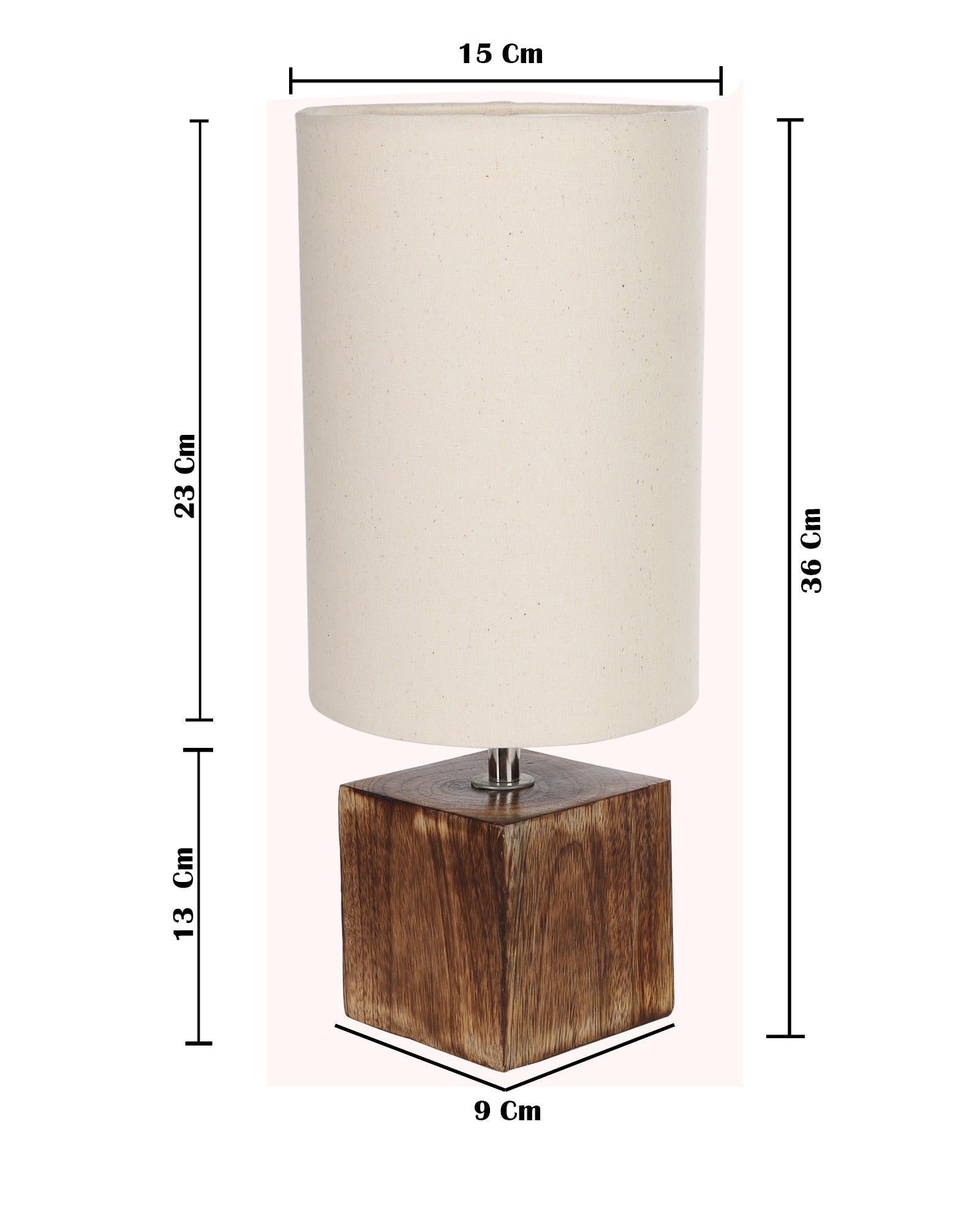 Modern Zen Wooden Lampshade Nightstand Lamps, Antique Base E27 Creative Reading Bedside Lamps Ideal for Bedroom, Cube