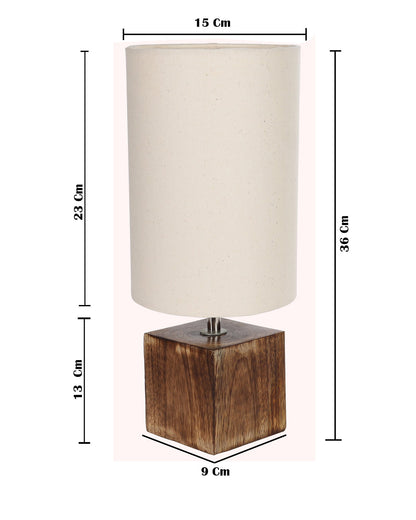Modern Zen Wooden Lampshade Nightstand Lamps, Antique Base E27 Creative Reading Bedside Lamps Ideal for Bedroom, Cube