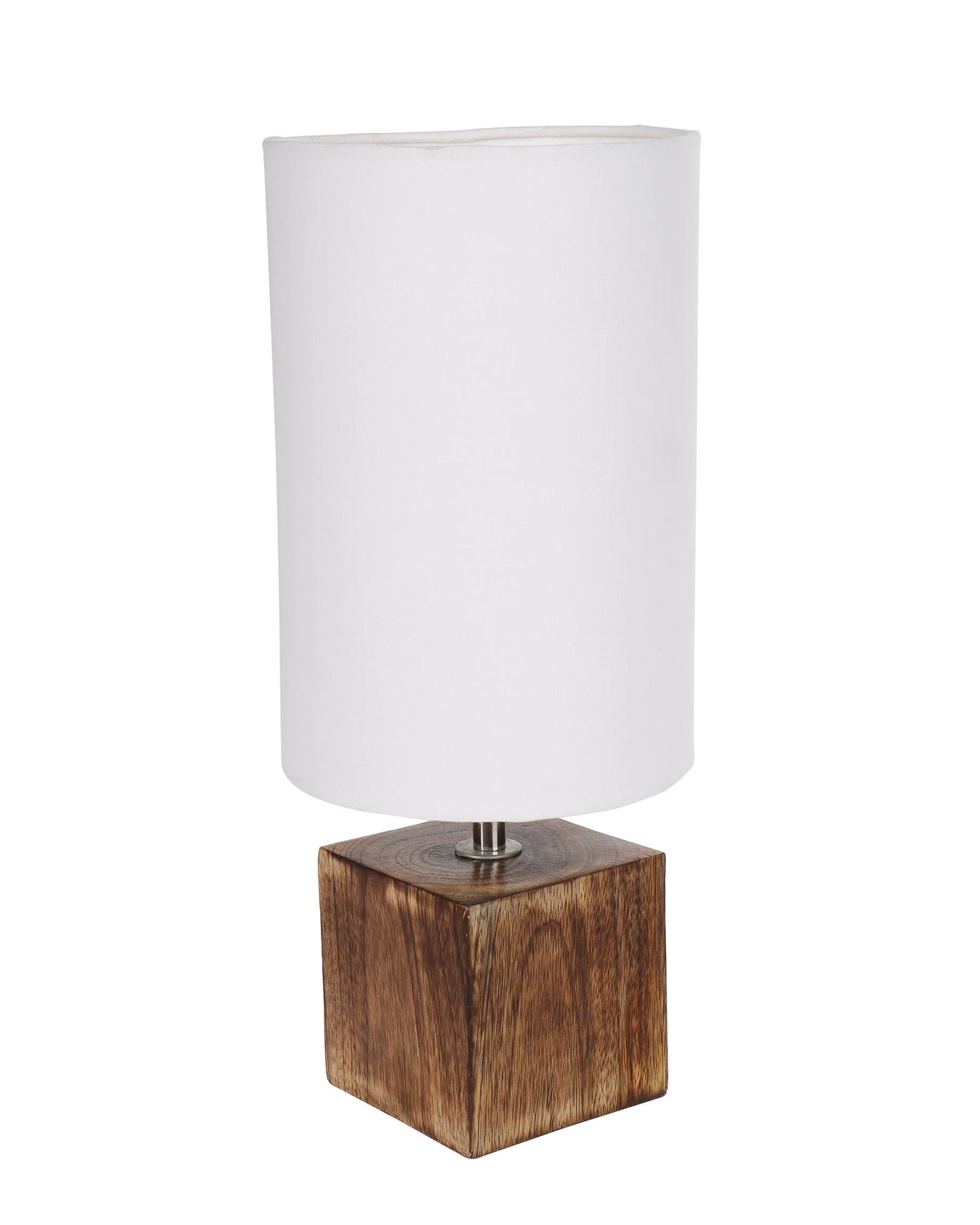 Modern Zen Wooden Lampshade Nightstand Lamps, Antique Base E27 Creative Reading Bedside Lamps Ideal for Bedroom, Cube