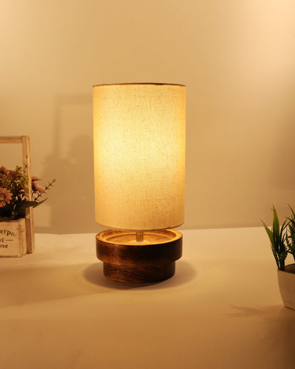 Modern Zen Wooden Lampshade Nightstand Lamps, Antique Base E27 Creative Reading Bedside Lamps Ideal for Bedroom, Concentric