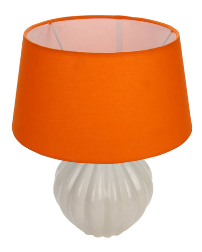 Home Traditional Ribbed Strip Pattern Ceramic Table Lamp For Living Room Table Desk Lamp With Shade