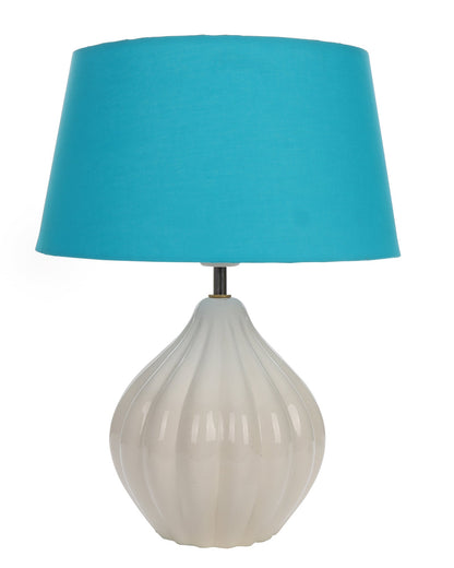 Home Traditional Ribbed Strip Pattern Ceramic Table Lamp For Living Room Table Desk Lamp With Shade