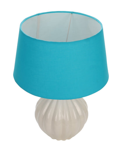 Home Traditional Ribbed Strip Pattern Ceramic Table Lamp For Living Room Table Desk Lamp With Shade