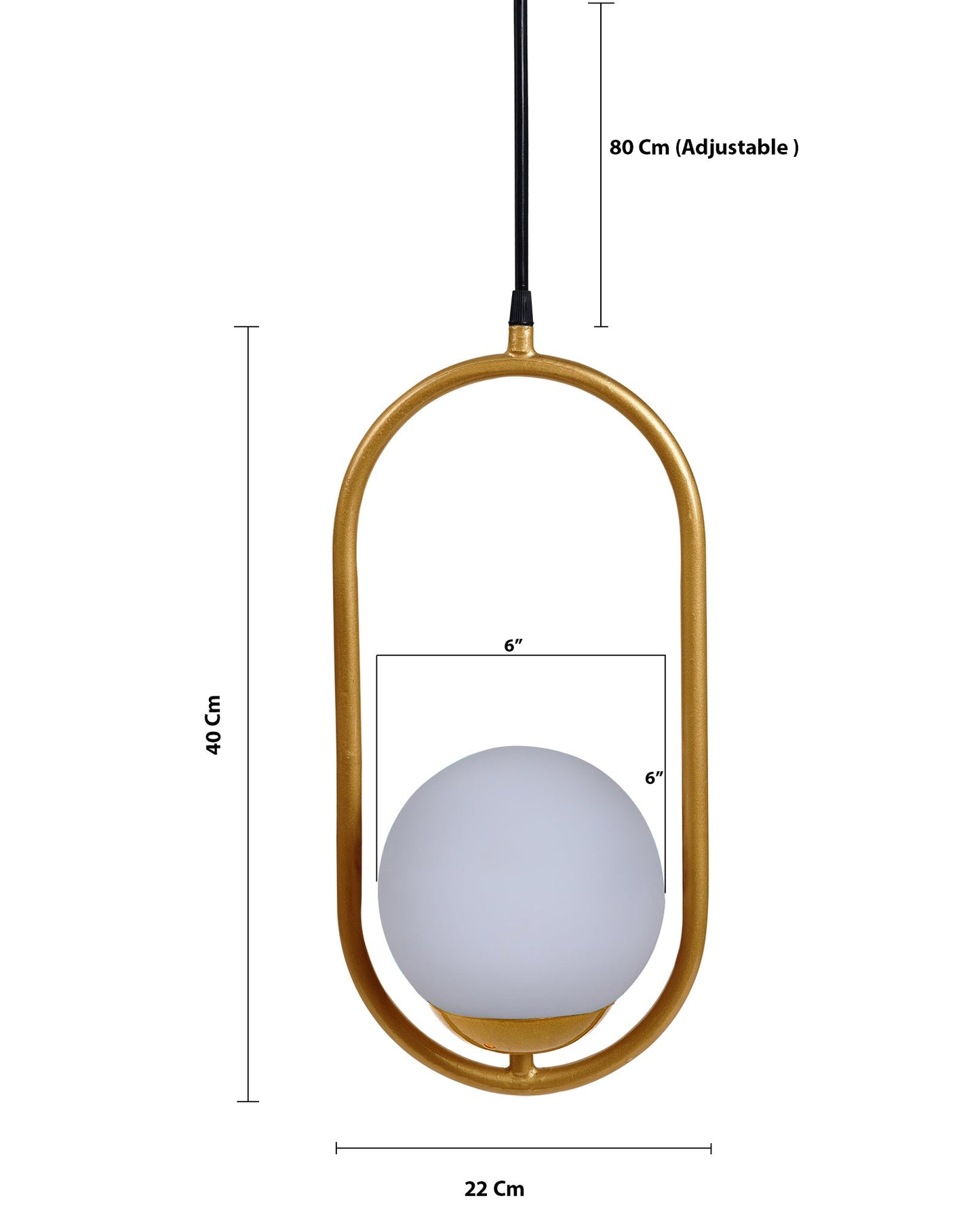 Mid Century Modern Light Chandelier Lighting, White Frosted Glass Globe Lampshade Pendant Indoor Hanging Light Fixture, Golden Oval