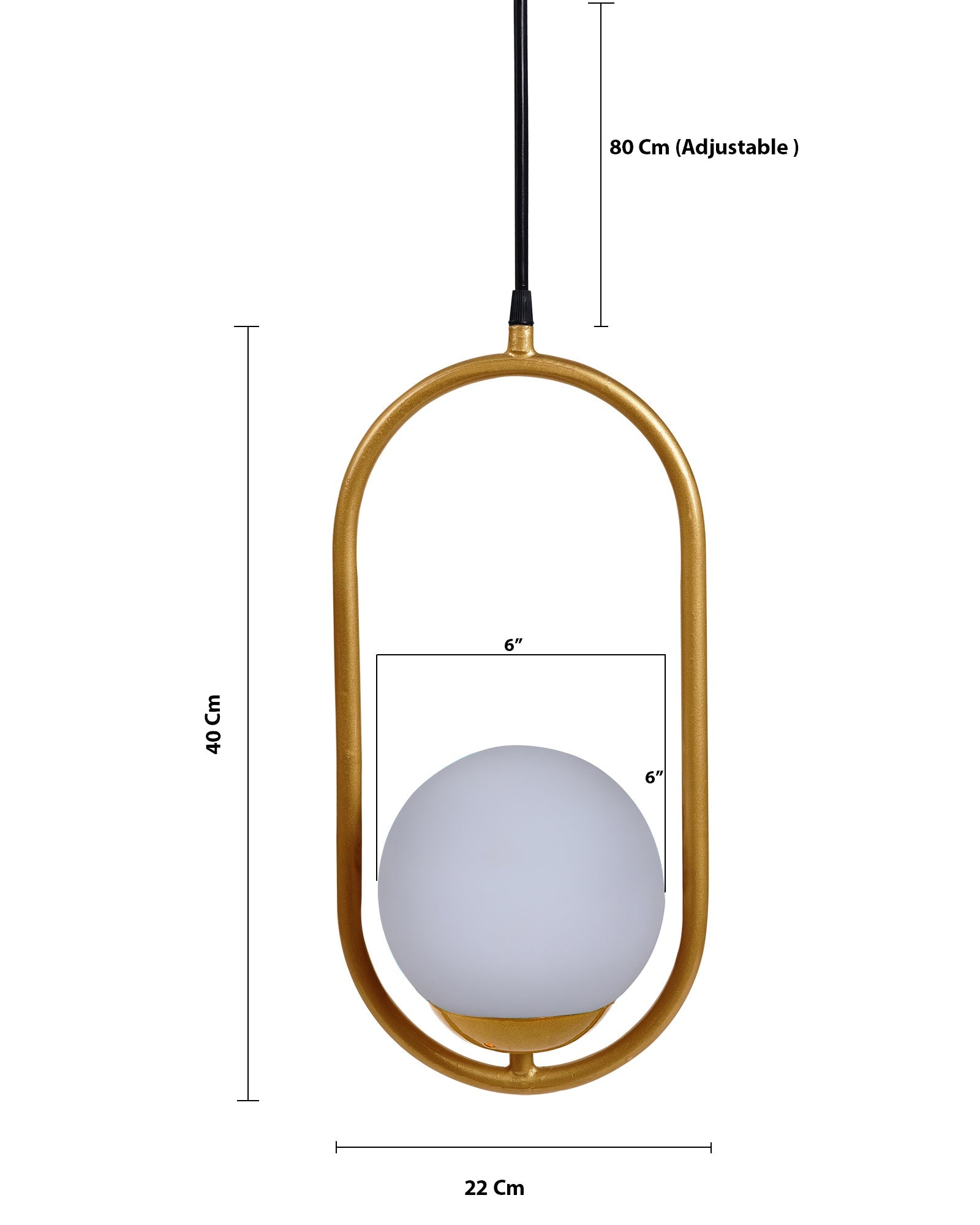 Mid Century Modern Light Chandelier Lighting, White Frosted Glass Globe Lampshade Pendant Indoor Hanging Light Fixture, Golden Oval