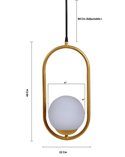 Mid Century Modern Light Chandelier Lighting, White Frosted Glass Globe Lampshade Pendant Indoor Hanging Light Fixture, Golden Oval