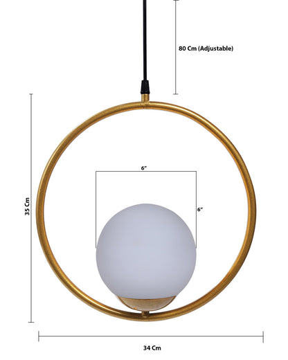 Mid Century Modern Light Chandelier Lighting, White Frosted Glass Globe Lampshade Pendant Indoor Hanging Light Fixture, Golden Round