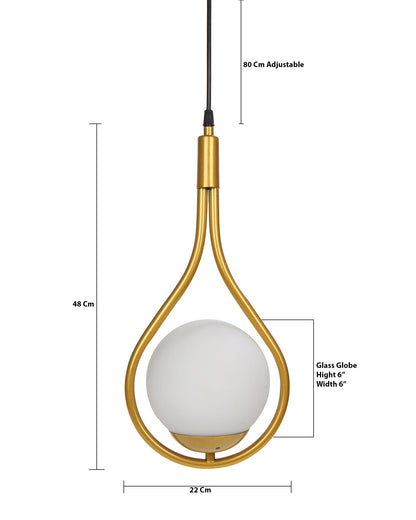 Mid Century Modern Light Chandelier Lighting, White Frosted Glass Globe Lampshade Pendant Indoor Hanging Light Fixture, Golden Water Drop