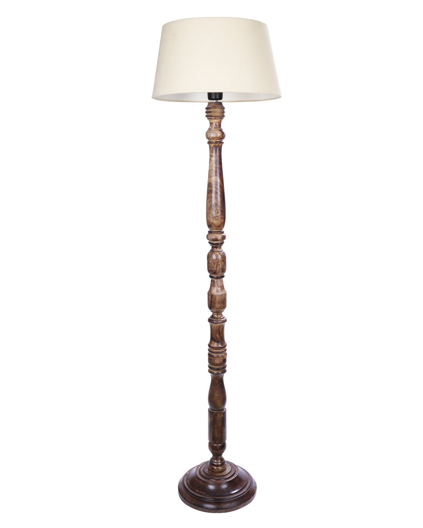Classic Rustic Eclipse Black Finish Wooden Floor Lamp with Shade