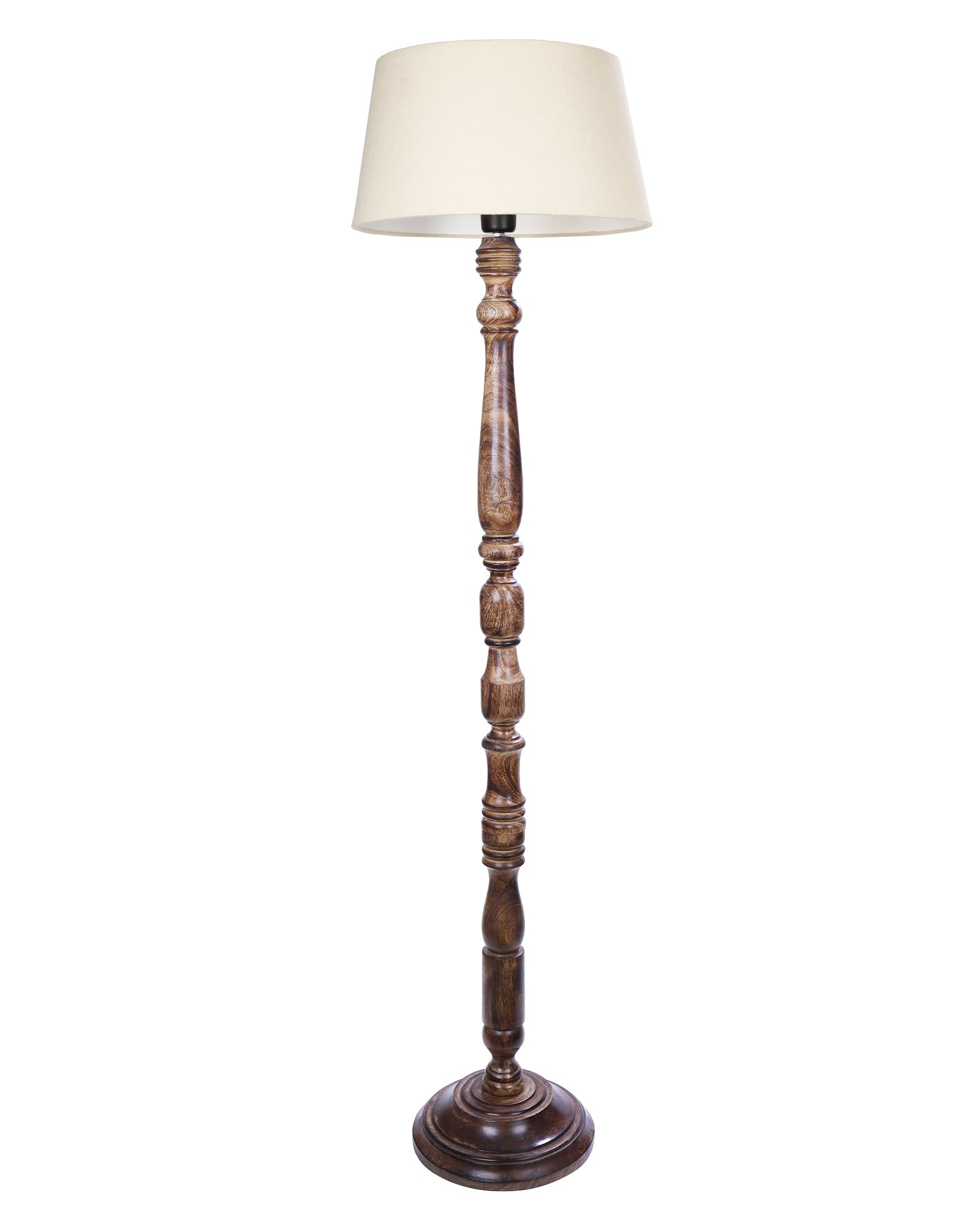 Classic Rustic Eclipse Black Finish Wooden Floor Lamp with Shade