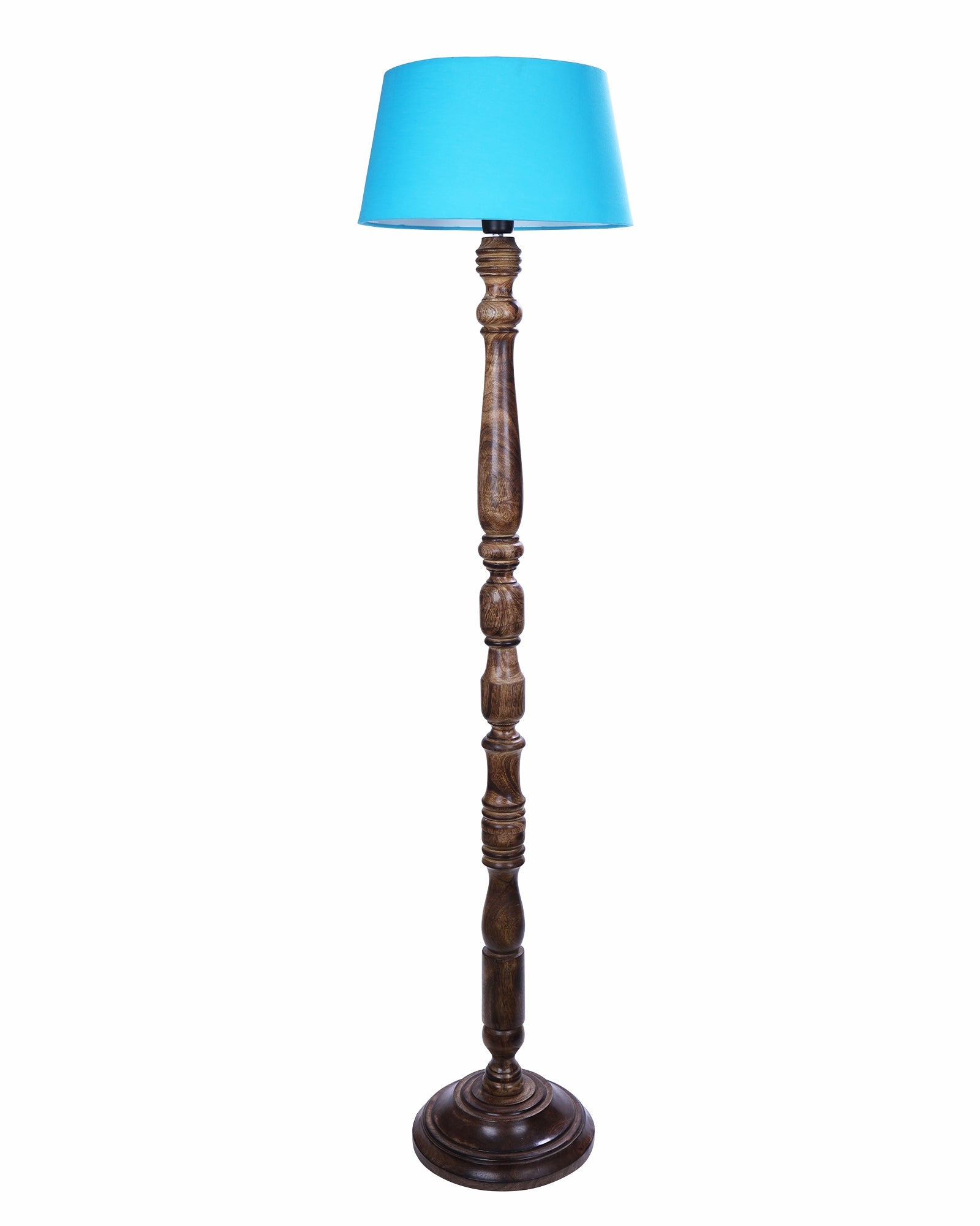 Classic Rustic Eclipse Black Finish Wooden Floor Lamp with Shade