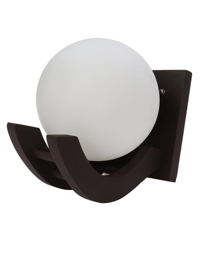 Brown & White Wood Gooseneck zedo Wall Lamp , Pack of 2
