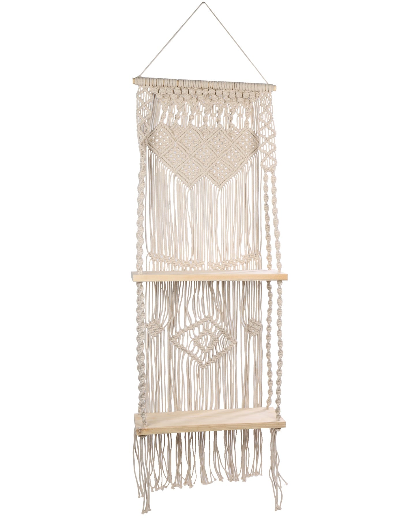 Macrame Wall Hanging Shelf, Boho Floating Shelf, Handcraft Bohemian Decor, Cute Woven Shelves for Bathroom Plants Picture Frame, Home Storage