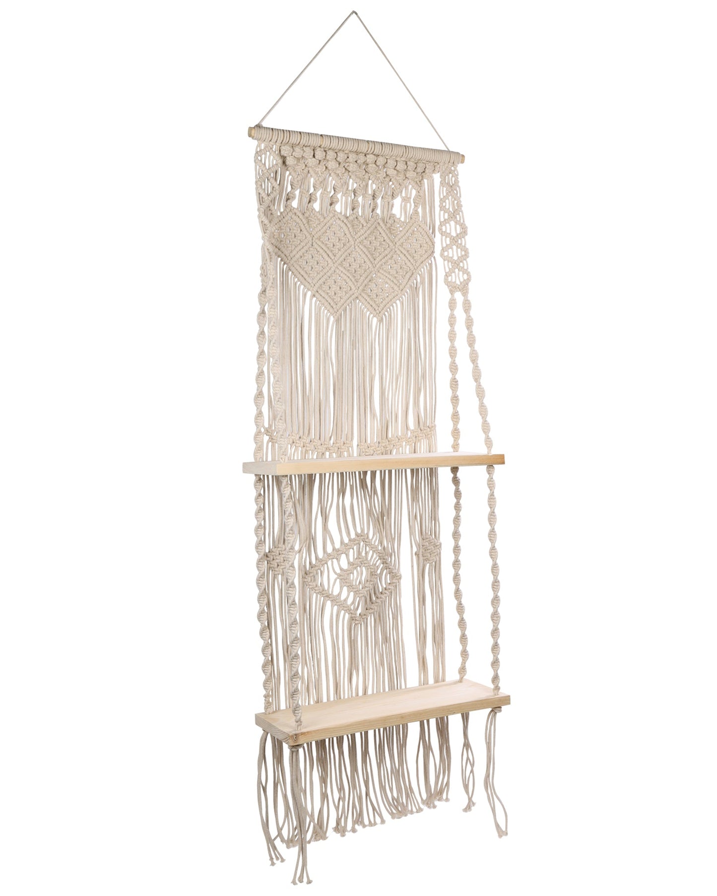 Macrame Wall Hanging Shelf, Boho Floating Shelf, Handcraft Bohemian Decor, Cute Woven Shelves for Bathroom Plants Picture Frame, Home Storage
