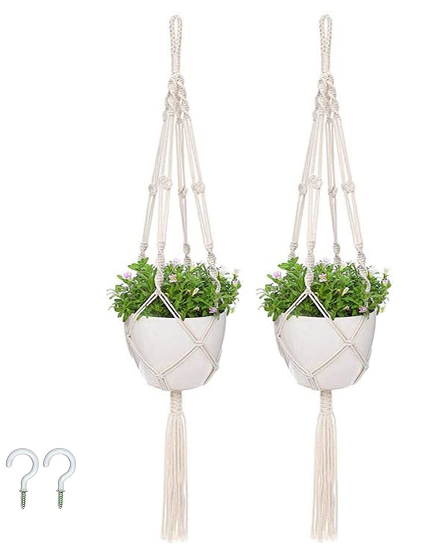 Macrame plant hanger, plant hangers indoor, hanging planters, Handmade weaving, hanging planters indoor, Natural organic cotton,hanging planters indoor, set of 2 single