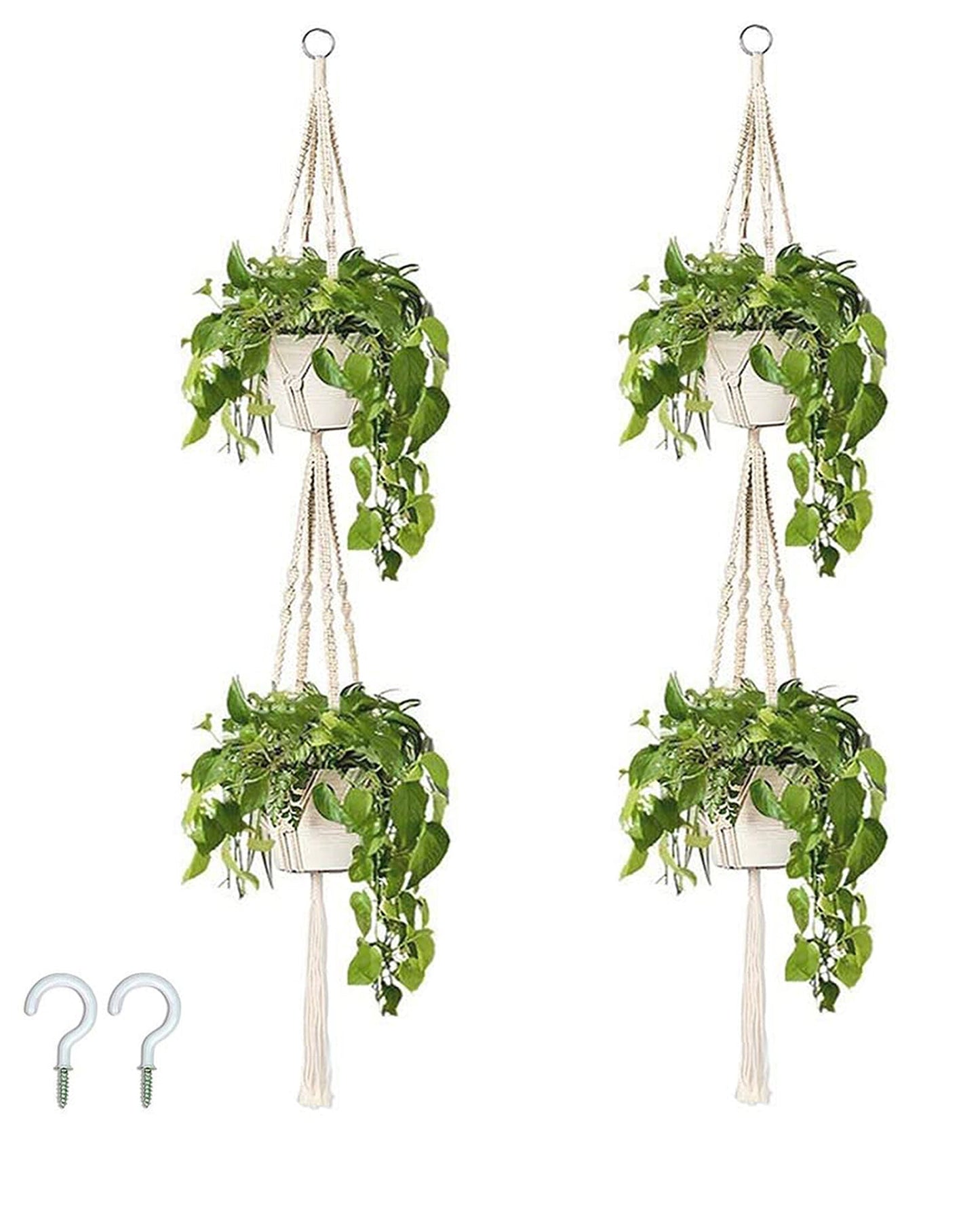 Macrame plant hanger, plant hangers indoor, hanging planters, Handmade weaving, hanging planters indoor, Natural organic cotton,hanging planters indoor, set of 2, Double
